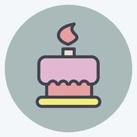 Icon Birthday Cake. suitable for Bakery symbol. color mate style. simple design editable. design template vector. simple illustration vector