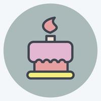 pastel de cumpleaños de icono. adecuado para el símbolo de panadería. estilo compañero de color. diseño simple editable. vector de plantilla de diseño. ilustración sencilla