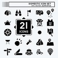 Icon Set Domestic. suitable for education symbol. glyph style. simple design editable. design template vector. simple illustration vector