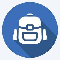 Icon Backpack. suitable for education symbol. long shadow style. simple design editable. design template vector. simple illustration vector