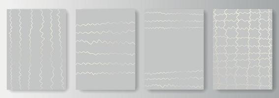 Collection of gray backgrounds with silver wavy lines vector