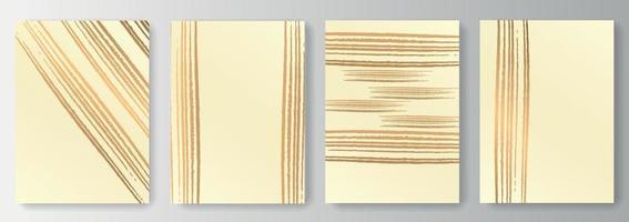 Collection of beige backgrounds with golden lines vector