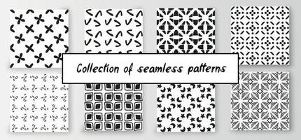 Set of seamless abstract geometric hand-drawn patterns. Modern creative background vector