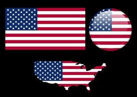 graphic design USA flag vector template isolated black background