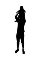 silhouette image Father holding the young boy on hands vector illustration