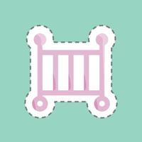 Sticker line cut Crib. suitable for Kids symbol. simple design editable. design template vector. simple illustration vector