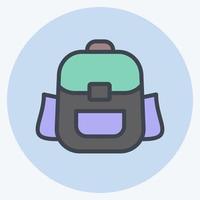 Icon Backpack. suitable for education symbol. color mate style. simple design editable. design template vector. simple illustration vector