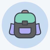 Icon Backpack. suitable for education symbol. color mate style. simple design editable. design template vector. simple illustration vector