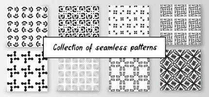 Set of seamless abstract geometric hand-drawn patterns. Modern creative background