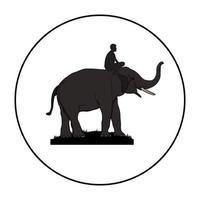 elephant with Elephant mahout walking in white circle, graphics design vector Illustration for logo