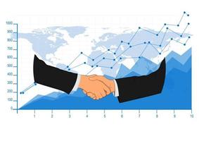 graphics design handshake with graph background concept business success vector illustration