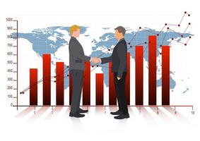 Drawing Graphics two business people shaking hands with graph background concept successful negotiation for business vector illustration