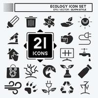 Icon Set Ecology. suitable for education symbol. glyph style. simple design editable. design template vector. simple illustration vector