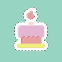 Sticker line cut Birthday Cake. suitable for Bakery symbol. simple design editable. design template vector. simple illustration vector