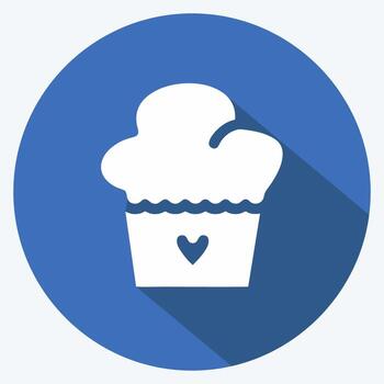 Icon Muffin. suitable for Bakery symbol. long shadow style. simple design editable. design template vector. simple illustration vector