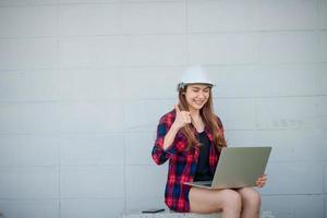 Women working with laptops at home photo