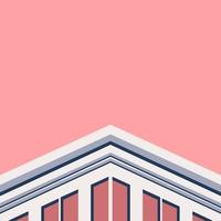 Abstract gradient color perspective building corner on red pink sky background. Minimal trendy architecture concept. vector
