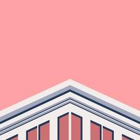 Abstract gradient color perspective building corner on red pink sky background. Minimal trendy architecture concept. vector