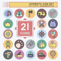 Icon Set Domestic. suitable for education symbol. color mate style. simple design editable. design template vector. simple illustration vector