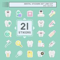 Sticker line cut Set Dental. suitable for medicine symbol. simple design editable. design template vector. simple illustration vector