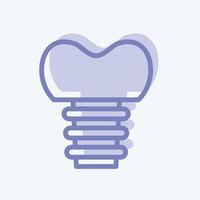 icono de implante dental. adecuado para el símbolo de la medicina. estilo de dos tonos. diseño simple editable. vector de plantilla de diseño. ilustración sencilla