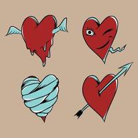ilustración de vector de corazón hecha para publicidad de uso de ropa de marca y así sucesivamente