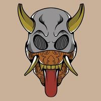 skull mask tongue vector illustration with an attractive appearance for the purposes of branding stickers and so on