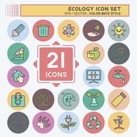 conjunto de iconos ecología. adecuado para el símbolo de la educación. estilo compañero de color. diseño simple editable. vector de plantilla de diseño. ilustración sencilla