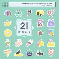 Sticker line cut Set Domestic. suitable for education. simple design editable. design template vector. simple illustration vector