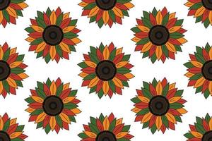 Kwanzaa, Black History Month, Juneteenth seamless pattern background with sunflowers in traditional African colors - black, red, yellow, green. Vector minimalist African background design