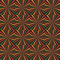 Vector abstract pattern with squares with star burst lines in color of Pan African flag - red, yellow, black, red. Background design for Juneteenth, Kwanzaa, Black History Month. Simple repeat print
