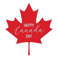 Happy Canada day greeting card with maple leaf icon from National flag of Canada. Simple vector design for Canada day with text, print.