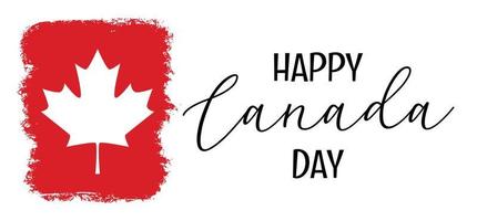 Happy Canada day banner with maple leaf icon from National flag of Canada. Simple vector design for Canada day with text, print.