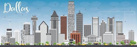 Dallas Skyline with Gray Buildings and Blue Sky. vector