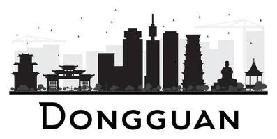 Dongguan City skyline black and white silhouette. vector