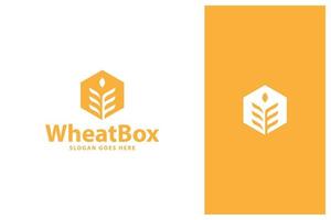 wheat grain with box logo design vector