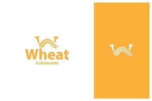 letter w wheat grain logo design vector