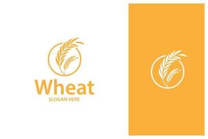 simple minimal wheat grain logo design vector