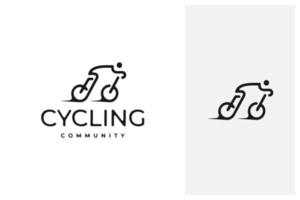 hipster bicycle vector logo design in outline, line art style