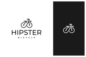 diseño de logotipo de vector de bicicleta hipster en contorno, estilo de arte de línea