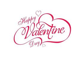 Happy valentine's day background with heart and love typography, happy valentines day calligraphy vector illustration