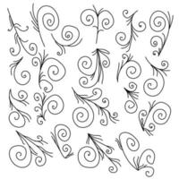 Set of abstract doodle curls and spiral elements for design vector