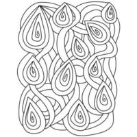 Abstract coloring book page, meditative teardrop spirals and stripes for creativity vector