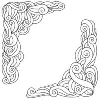 Doodle corner with ornate patterns, Meditative coloring page or decorative element vector