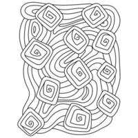 Abstract coloring book page, meditative square spirals and stripes for creativity vector