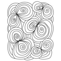 Abstract coloring book page, meditative ornate spirals and stripes for creativity vector
