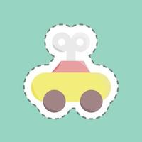 Sticker line cut Clockwork Car. suitable for Kids symbol. simple design editable. design template vector. simple illustration vector