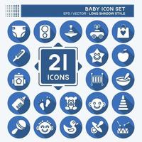 Icon Set Baby. suitable for Kids symbol. long shadow style. simple design editable. design template vector. simple illustration vector