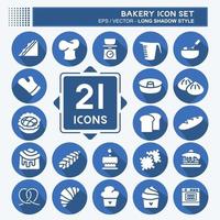 Icon Set Bakery. suitable for Bakery symbol. long shadow style. simple design editable. design template vector. simple illustration vector