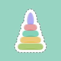 Sticker line cut Toy Pyramid. suitable for Kids symbol. simple design editable. design template vector. simple illustration vector